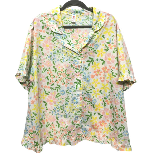 Floral Print Blouse Short Sleeve Clothes Mentor, Size 2x