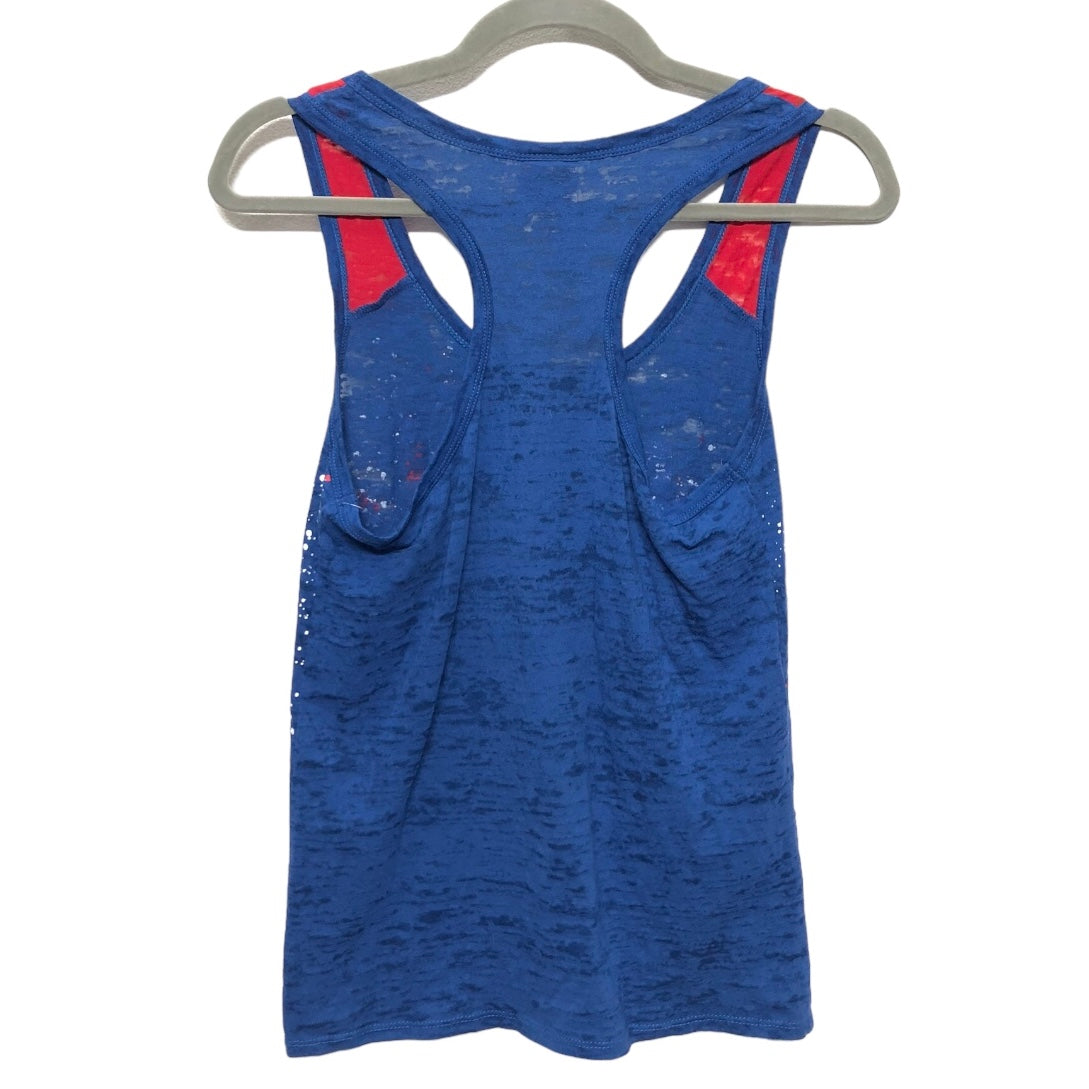 Blue & Red & White Top Sleeveless Clothes Mentor, Size S