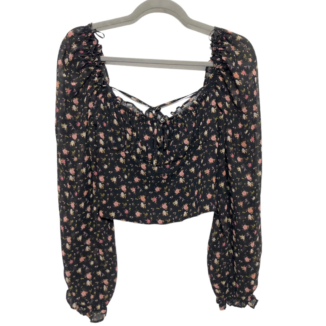 Black & Pink Blouse Long Sleeve Wayf, Size S