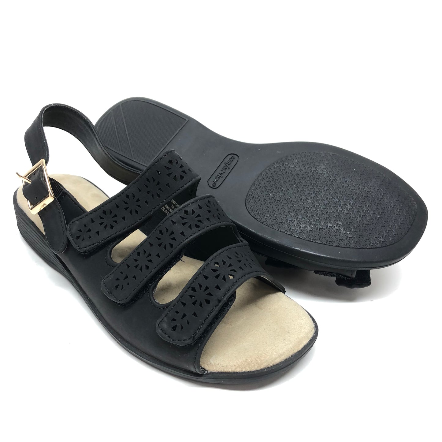 Black Sandals Flats Comfortview, Size 7