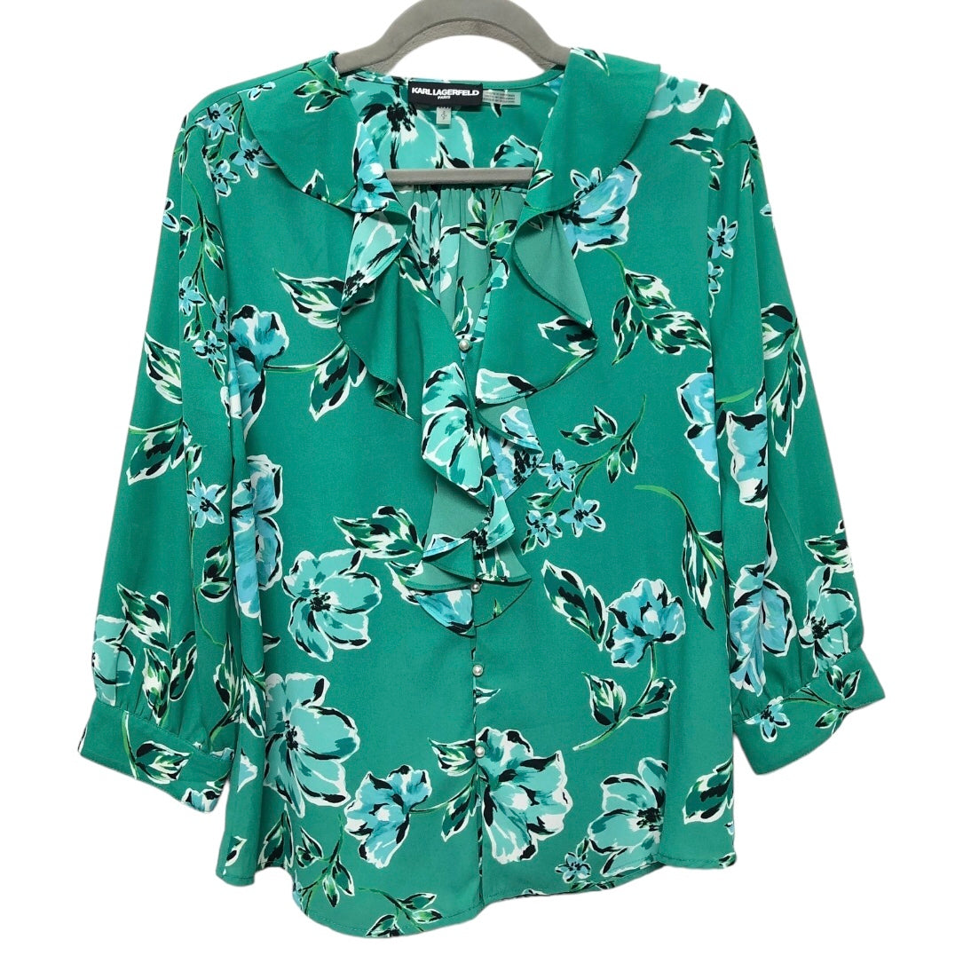 Green Blouse 3/4 Sleeve Karl Lagerfeld, Size S