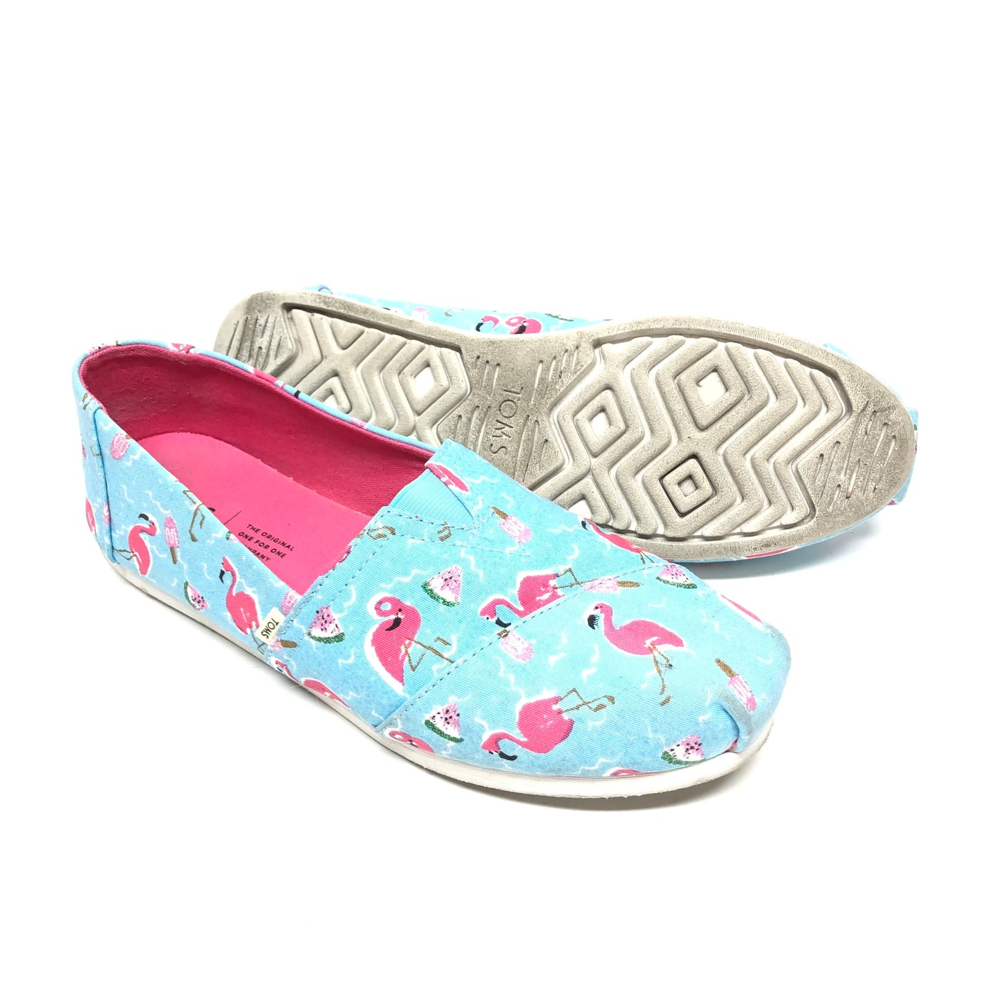 Blue & Pink Shoes Flats Toms, Size 9