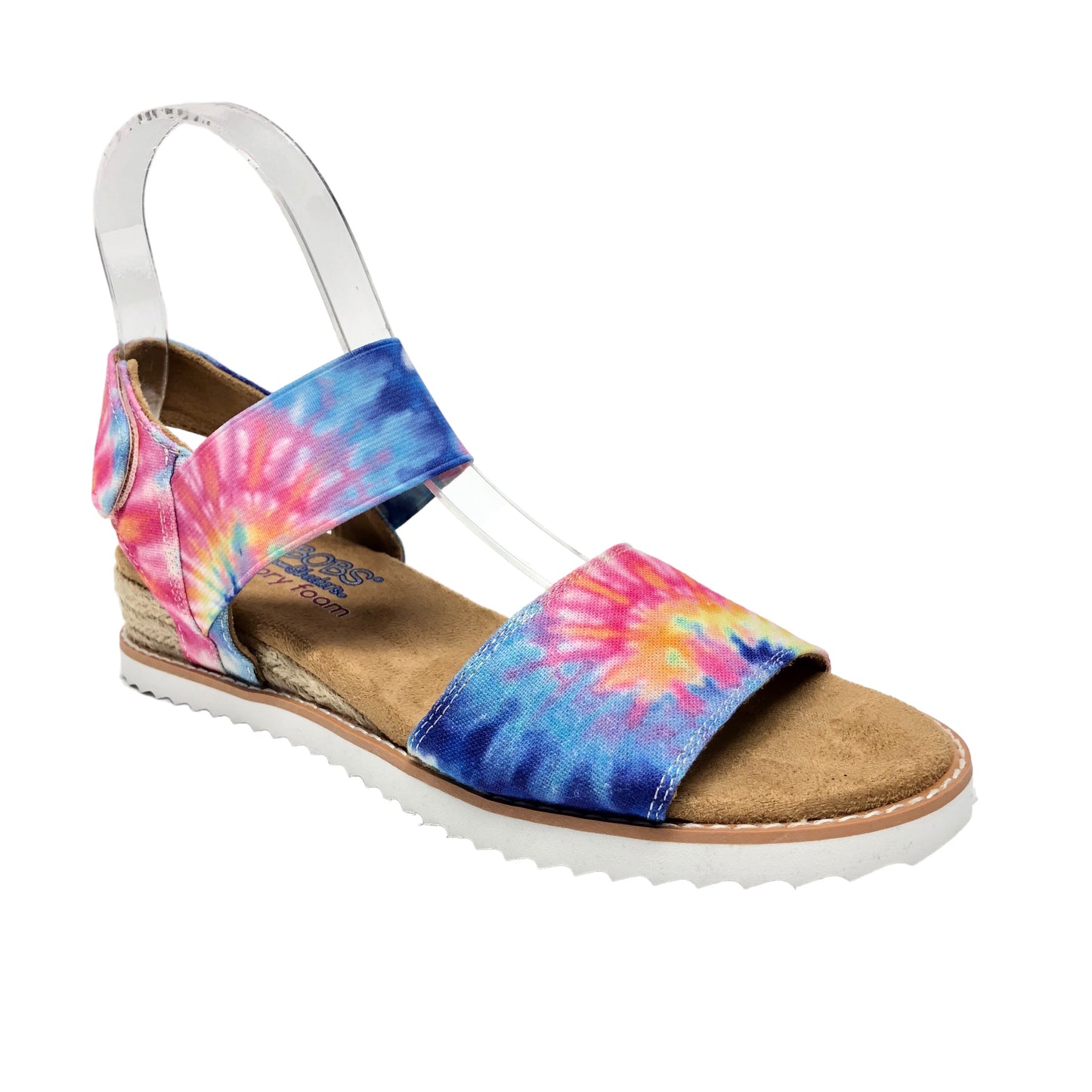 Rainbow Print Sandals Flats Bobs, Size 6.5