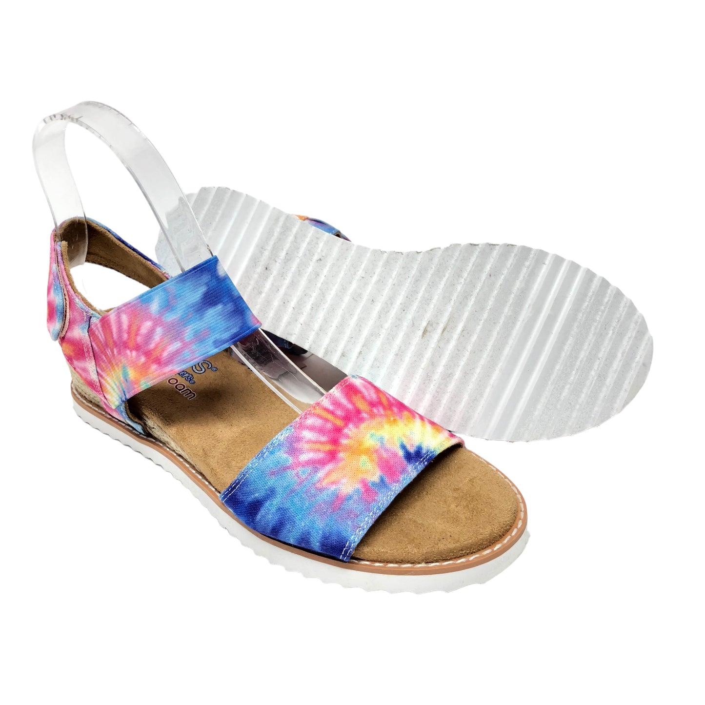 Rainbow Print Sandals Flats Bobs, Size 6.5