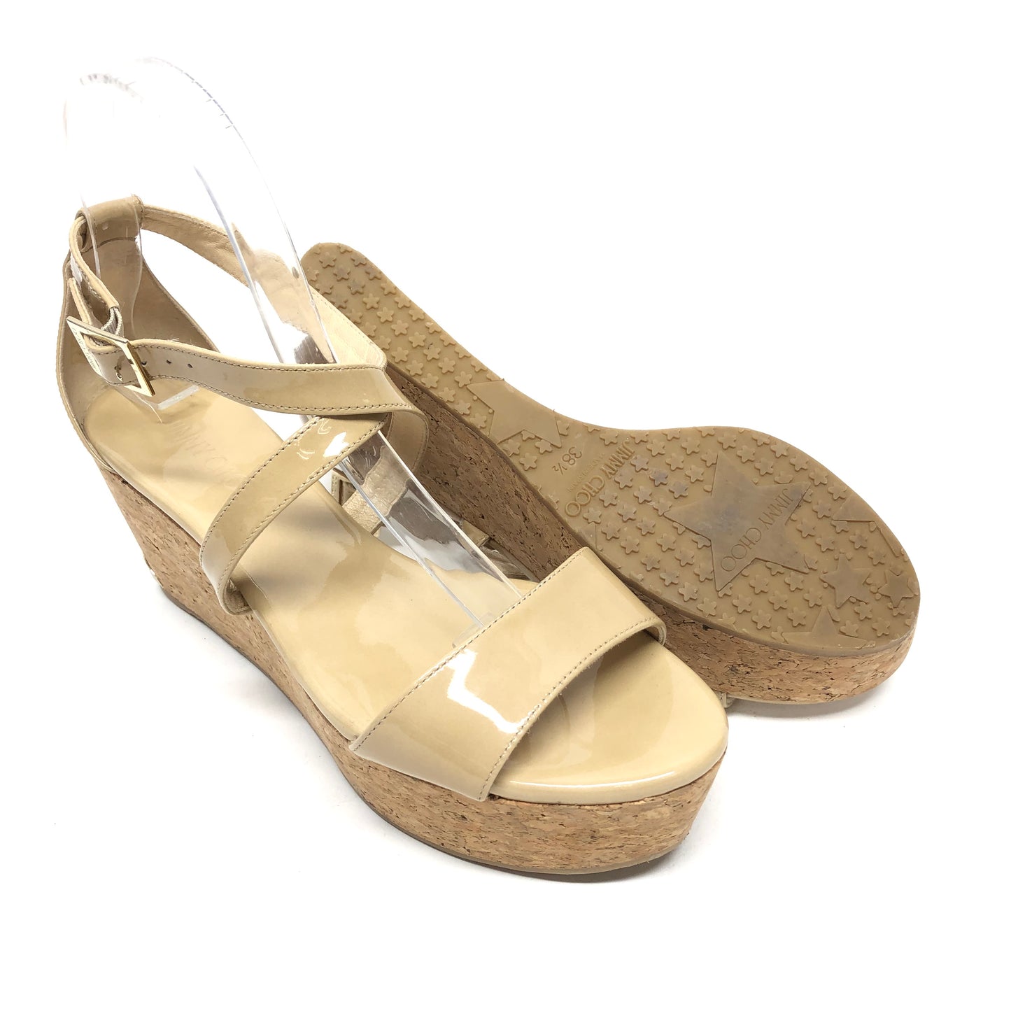 Tan Sandals Luxury Designer Jimmy Choo, Size 8