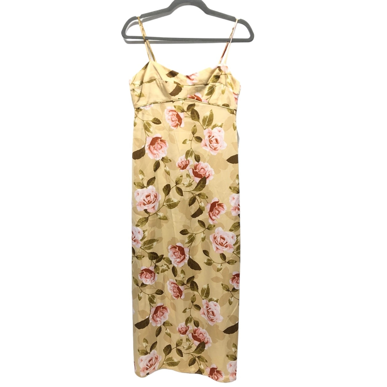 Pink & Yellow Dress Casual Midi Wayf, Size S