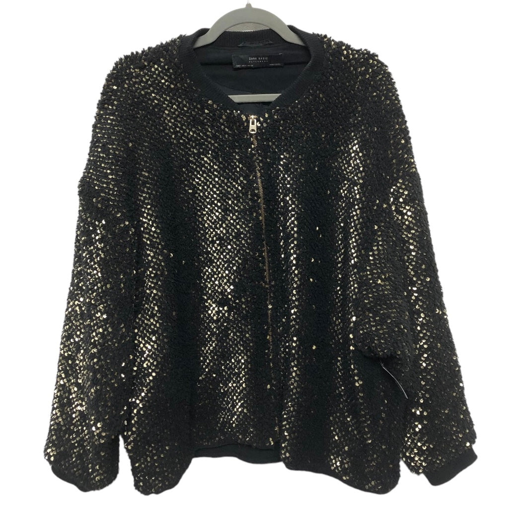 Sweater By Zara In Black & Gold, Size: M