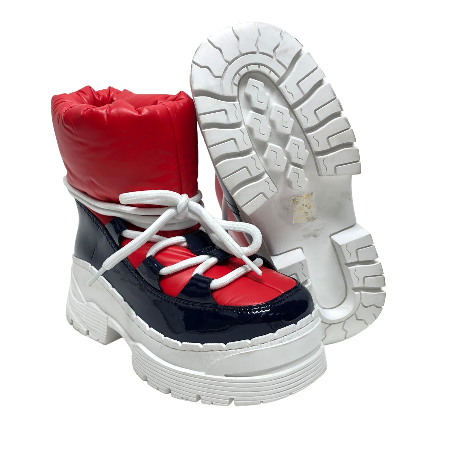 Boots Snow By Jeffery Campbell In Blue & Red & White, Size: 7