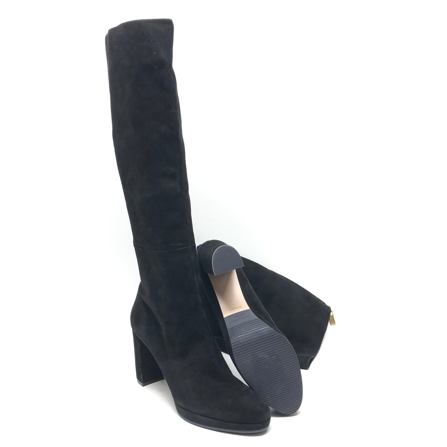 Boots Knee Heels By Stuart Weitzman In Black, Size: 11.5