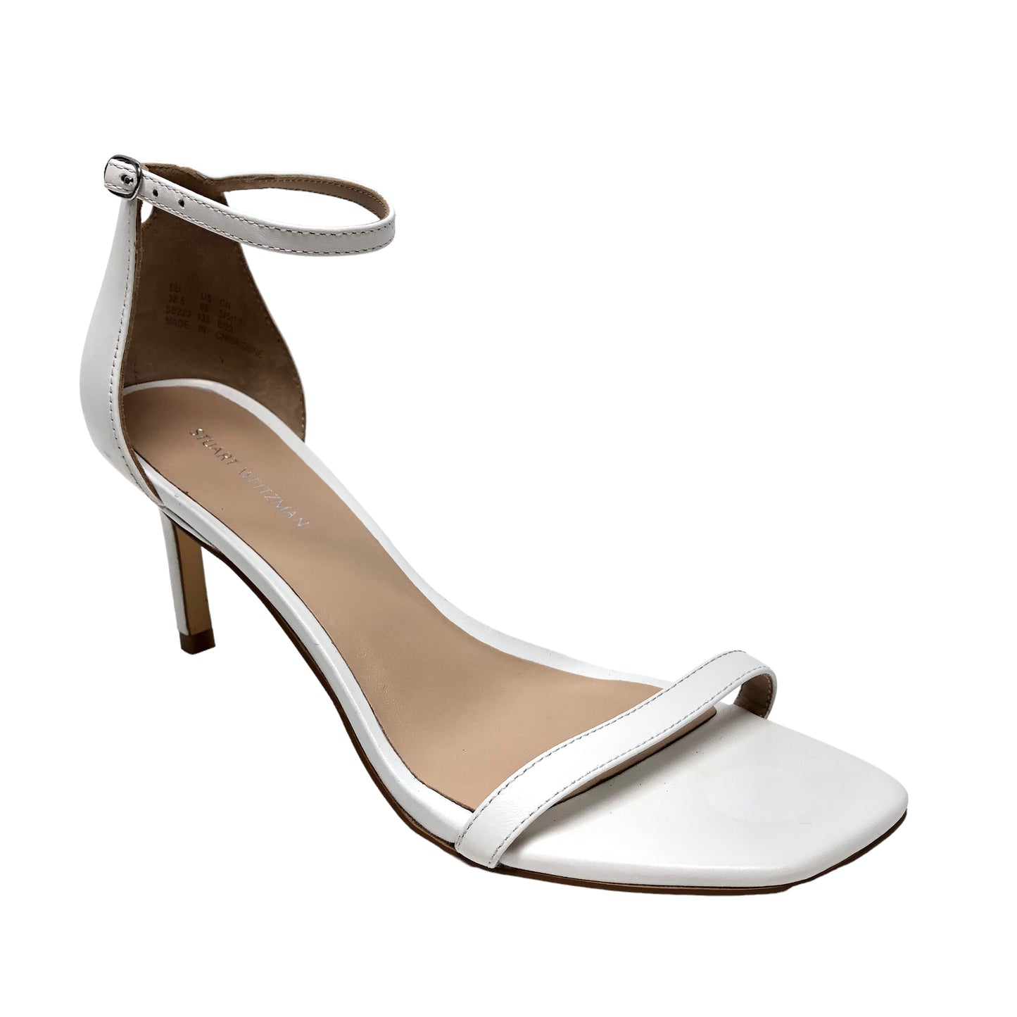 Sandals Heels Stiletto By Stuart Weitzman In White, Size: 8