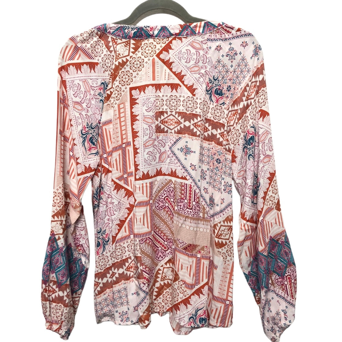 Top Long Sleeve By Savanna Jane In Orange & White, Size: S