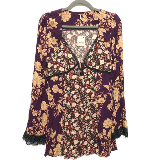 Tunic Long Sleeve By Free People In Black & Purple, Size: S