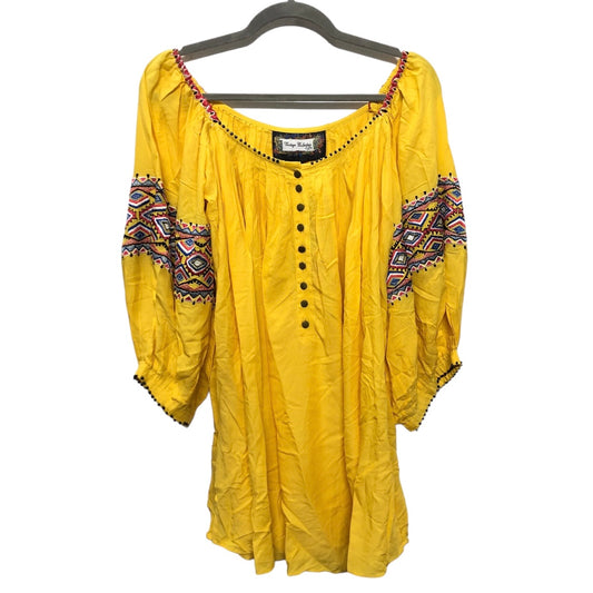 Top 3/4 Sleeve By Cmb In Yellow, Size: L