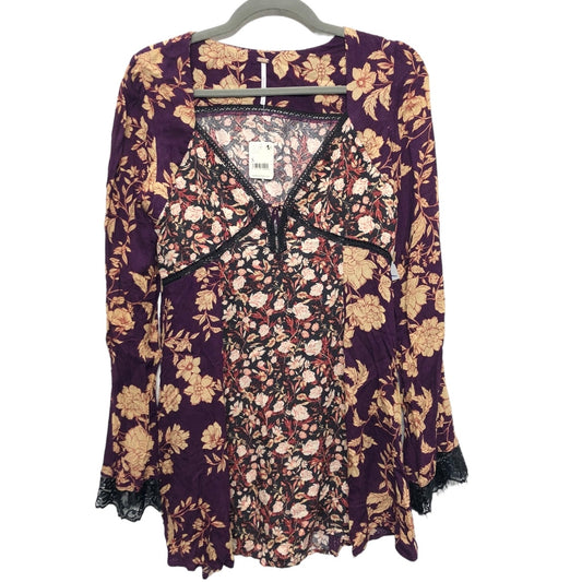 Tunic Long Sleeve By Free People In Black & Purple, Size: S