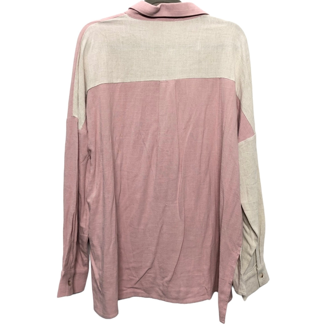 Top Long Sleeve By Andree By Unit In Pink & White, Size: L