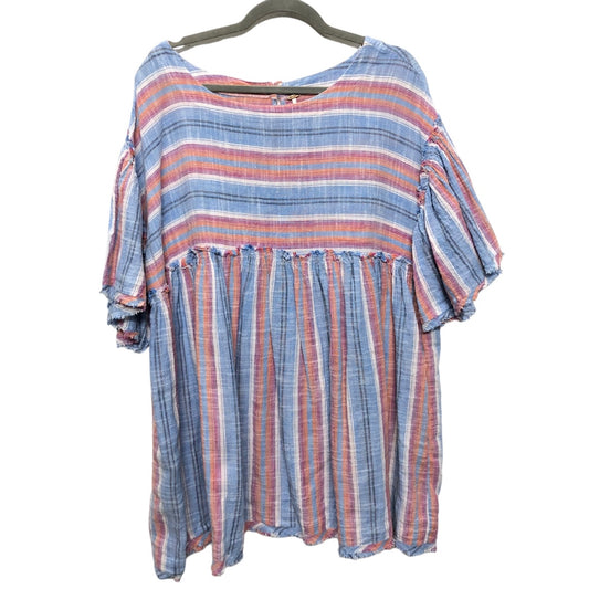 Tunic Short Sleeve By Free People In Blue & Orange, Size: M