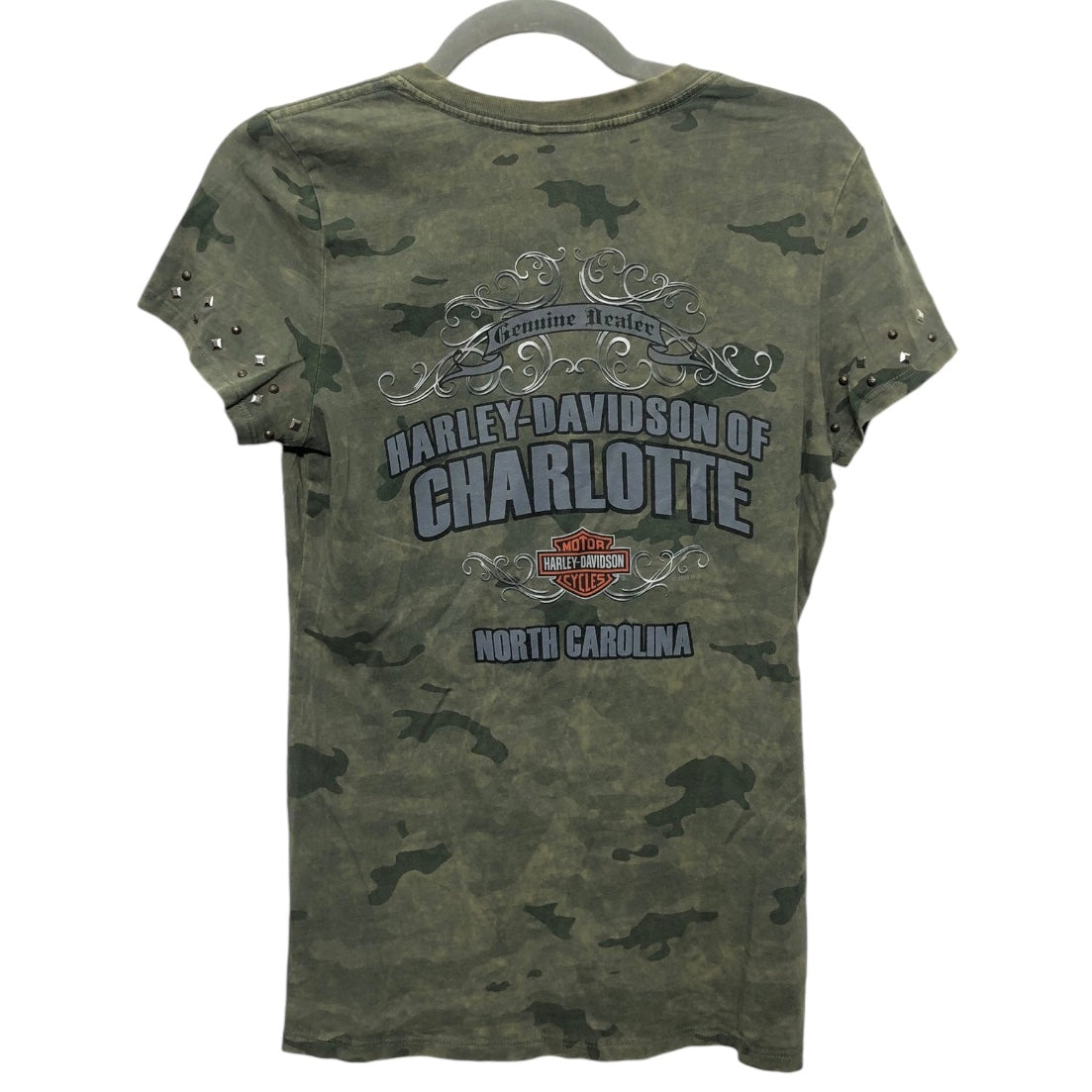 Top Short Sleeve By Harley Davidson In Camouflage Print, Size: S