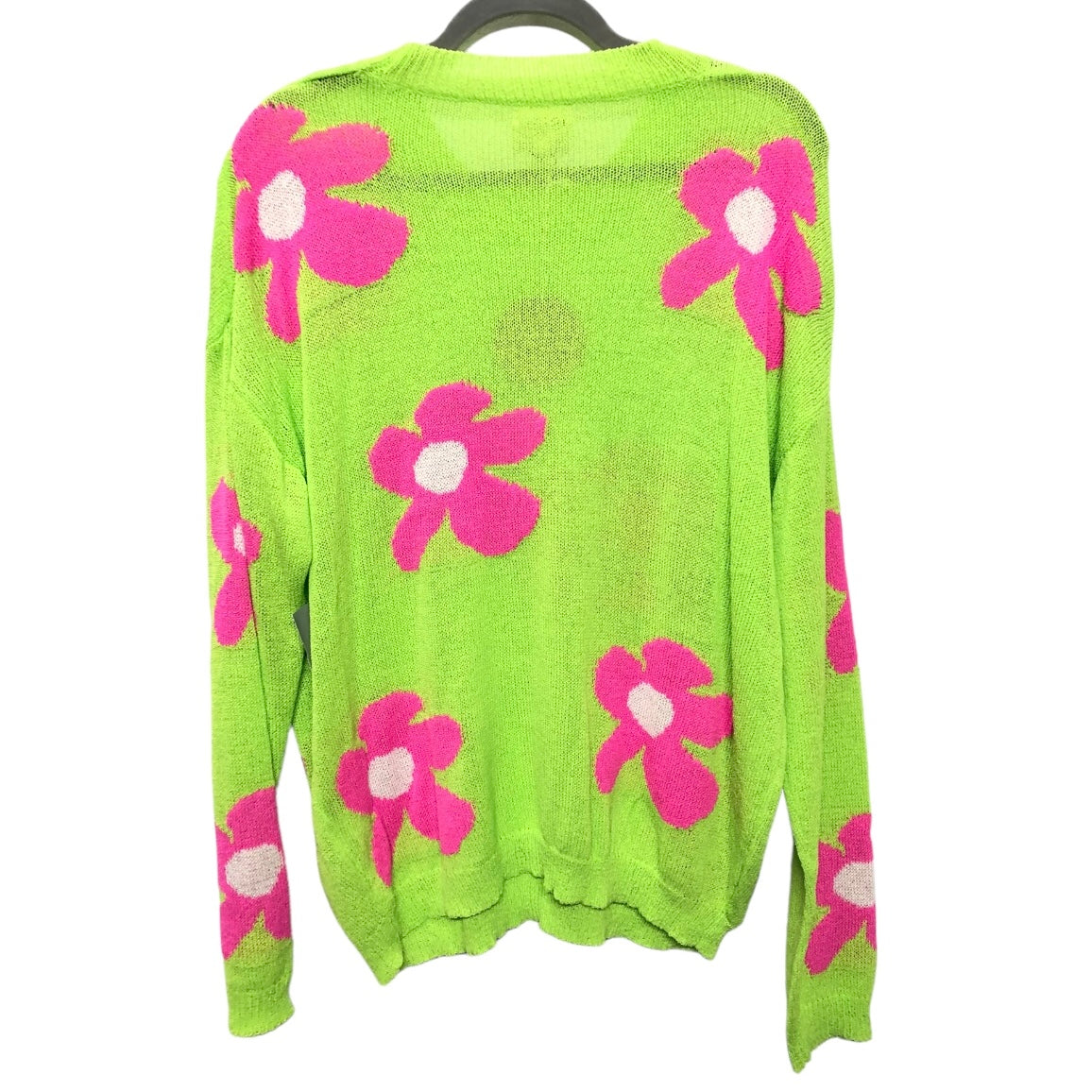 Sweatshirt Crewneck By Bibi In Green & Pink, Size: L