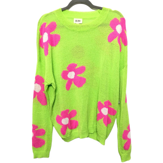 Sweatshirt Crewneck By Bibi In Green & Pink, Size: L