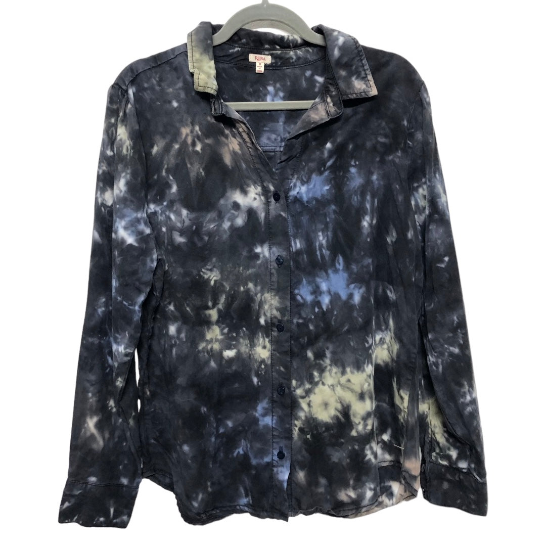 Top Long Sleeve By Reba In Black & Blue, Size: M