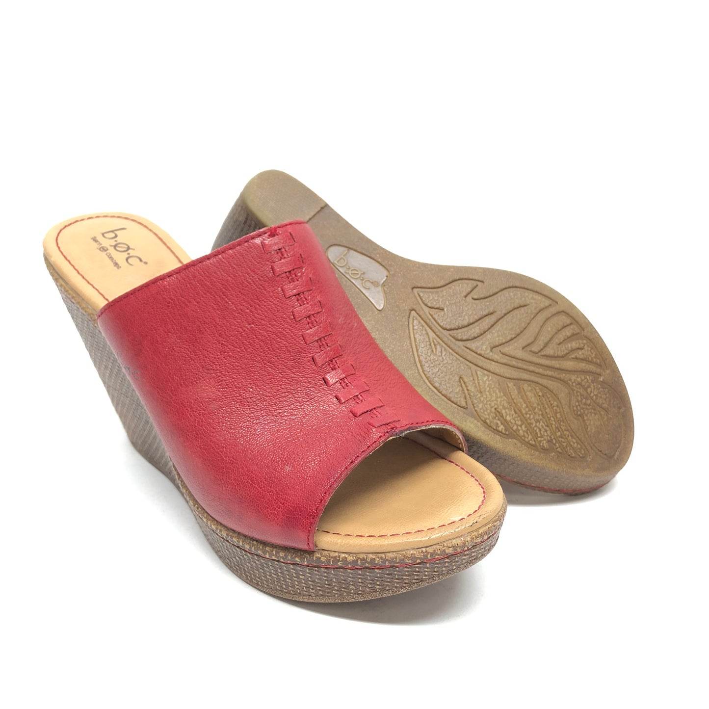 Sandals Heels Wedge By Boc In Red, Size: 9