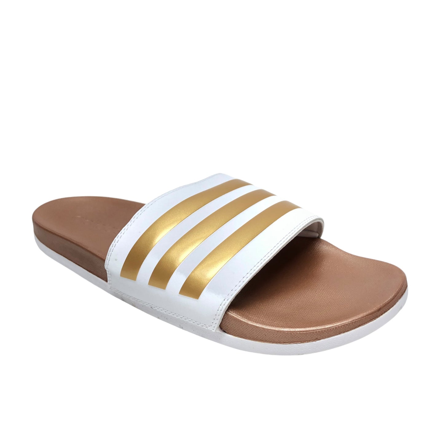 Sandals Flats By Adidas In Gold & White, Size: 11