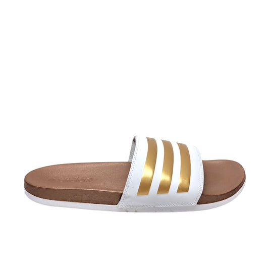 Sandals Flats By Adidas In Gold & White, Size: 11