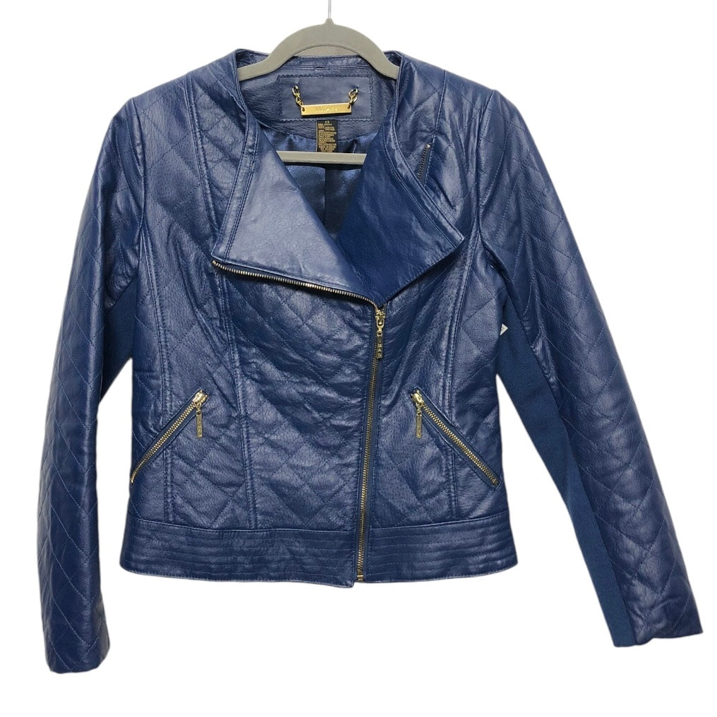 Jacket Leather By Iman Hsn In Blue, Size: Xs