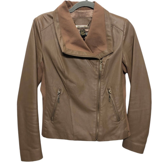 Jacket Leather By Iman Hsn In Beige, Size: Xs