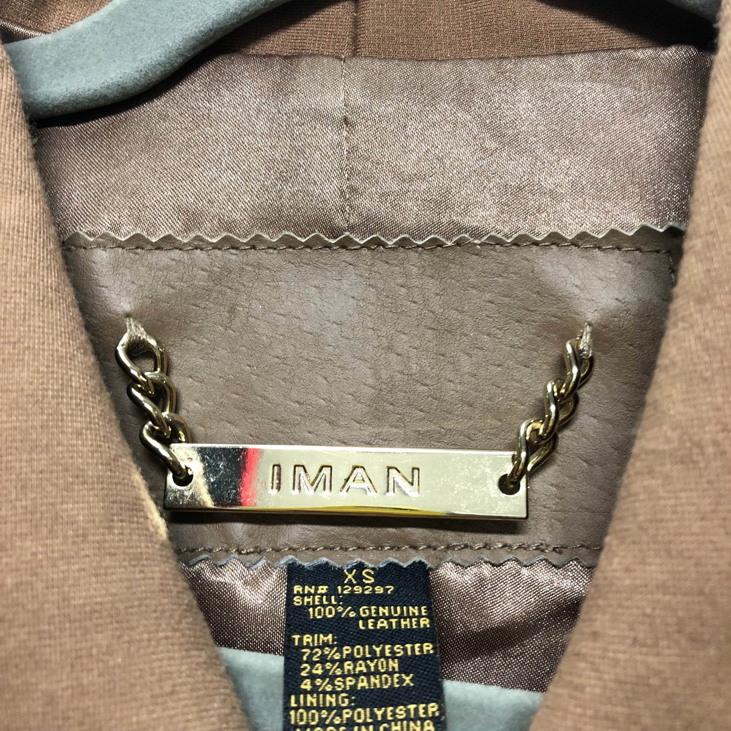 Jacket Leather By Iman Hsn In Beige, Size: Xs