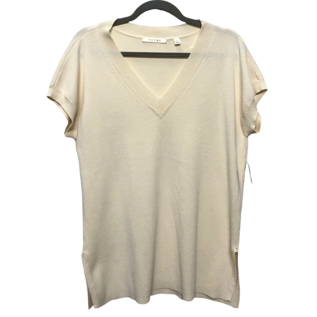 Top Short Sleeve By Cyrus Knits In Cream, Size: S