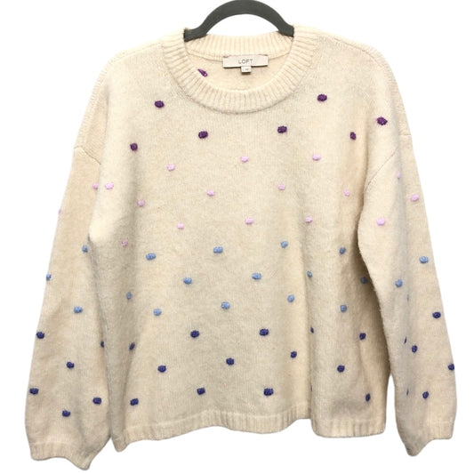 Sweatshirt Crewneck By Loft In Cream, Size: L