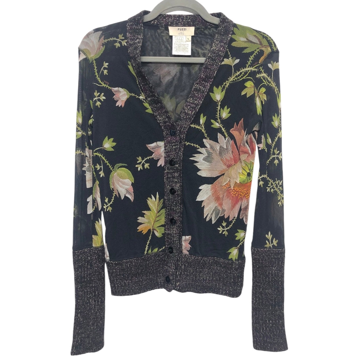 Top Long Sleeve By Cma In Black & Green, Size: L