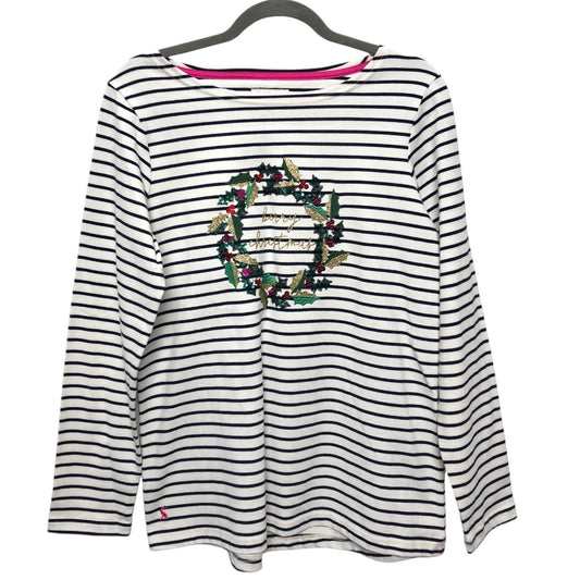 Top Long Sleeve By Joules In Blue & White, Size: 8