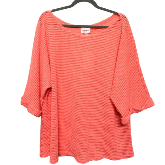 Sweater Short Sleeve By Andree By Unit In Coral, Size: 24