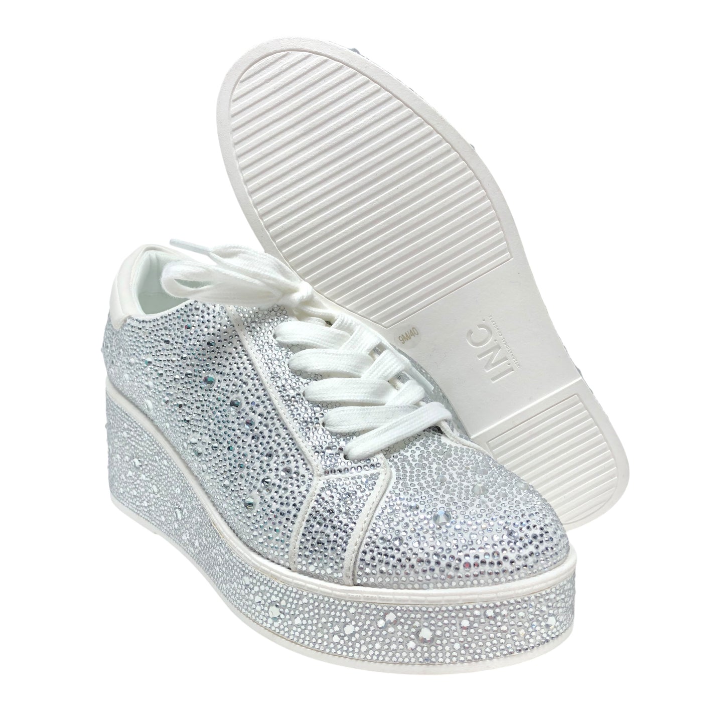 Shoes Sneakers By Inc In Silver & White, Size: 9