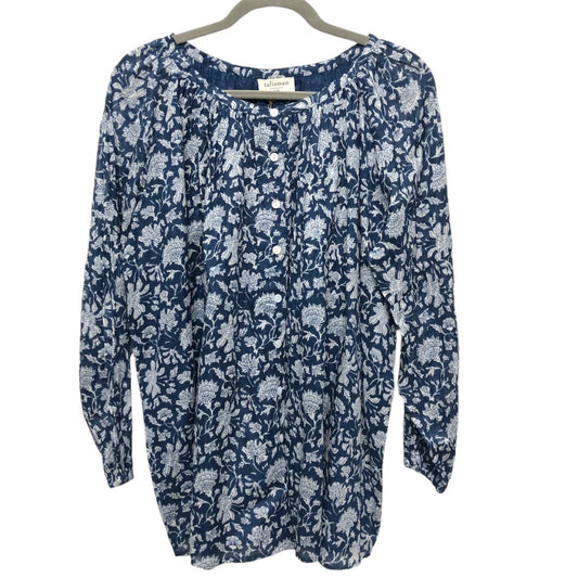 Top Long Sleeve By Cmc In Blue & White, Size: M