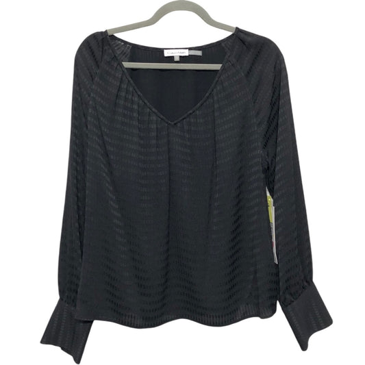 Blouse Long Sleeve By Calvin Klein In Black, Size: M