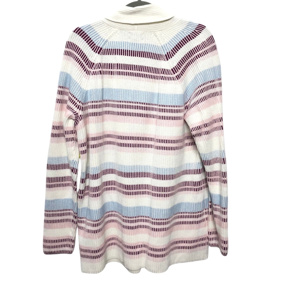 Sweater Cardigan By Lands End In Pink & White, Size: L