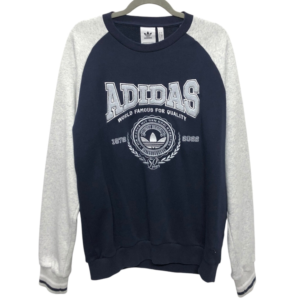 Sweatshirt Crewneck By Adidas In Blue & Grey, Size: S