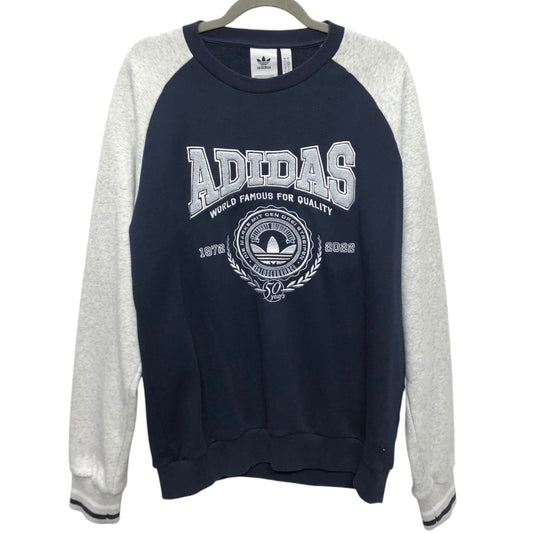 Sweatshirt Crewneck By Adidas In Blue & Grey, Size: S