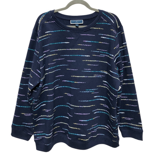 Sweatshirt Crewneck By Karen Scott In Navy, Size: 1x