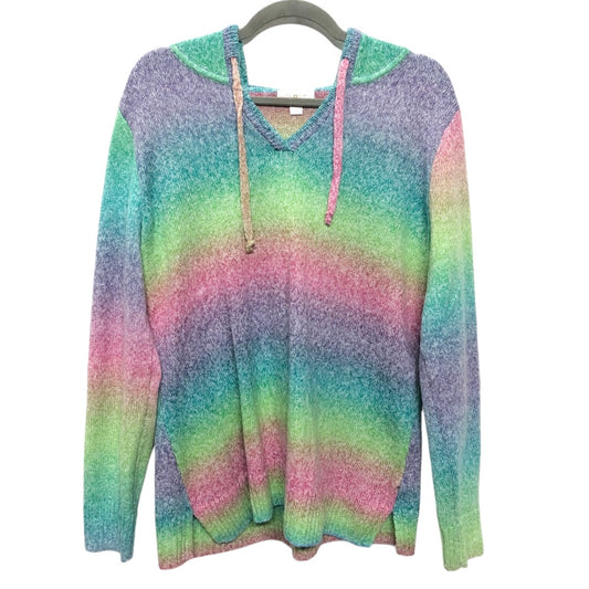 Sweatshirt Hoodie By Belle By Kim Gravel In Rainbow Print, Size: M