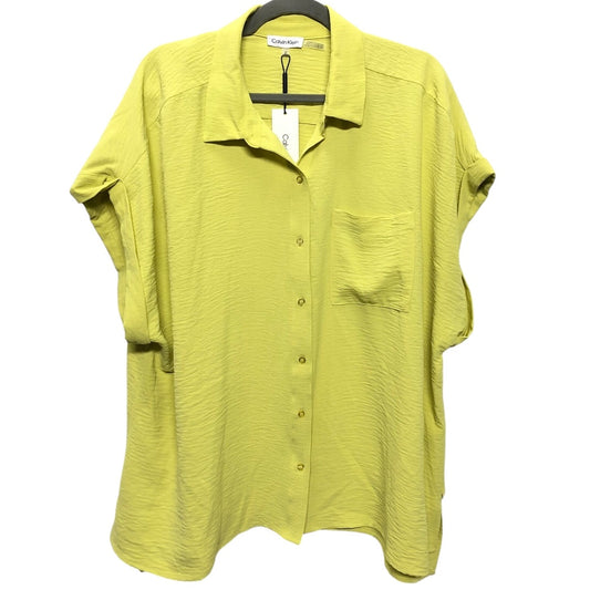 Top Short Sleeve By Calvin Klein In Yellow, Size: 1x