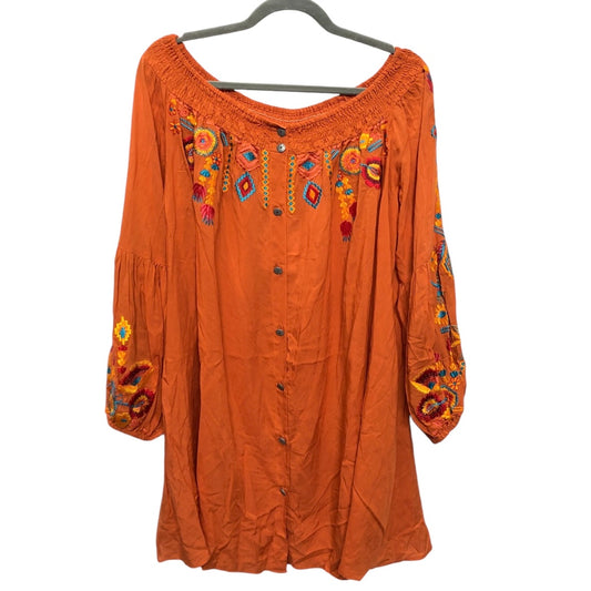 Tunic 3/4 Sleeve By Cmc In Orange, Size: Xl