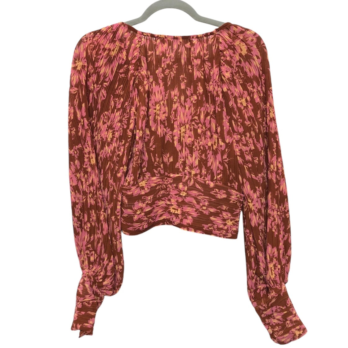 Blouse Long Sleeve By Astr In Brown & Pink, Size: M