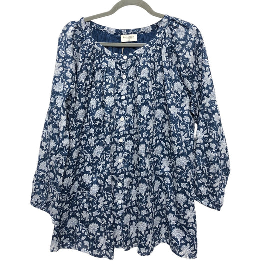 Top Long Sleeve By Cmc In Blue & White, Size: Osfm