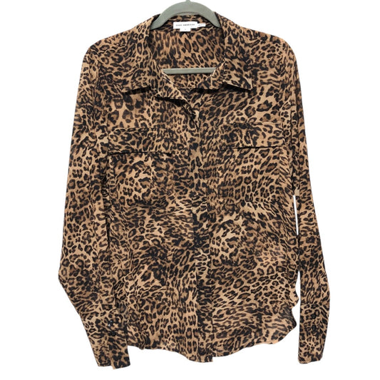 Blouse Long Sleeve By Good American In Animal Print, Size: S