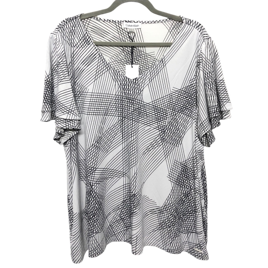 Top Short Sleeve By Calvin Klein In Black & White, Size: 2x