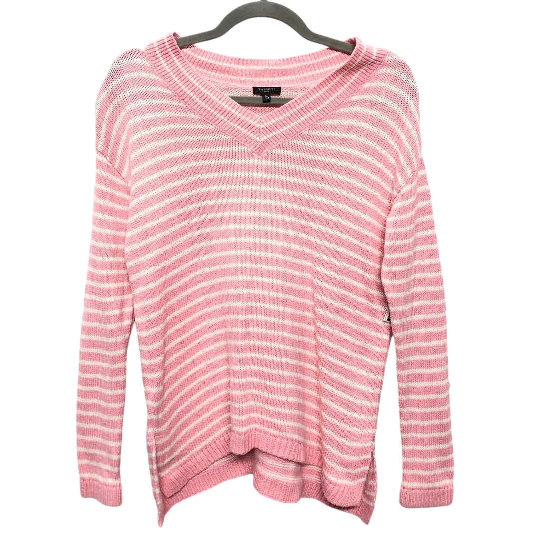 Sweater By Talbots In Pink & White, Size: Sp